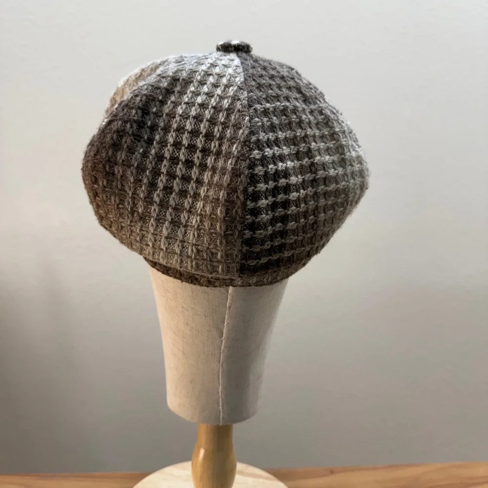 Newsboy‎ Brown Wool Blend Textured Chunky Button Detail Cap Hat One Size